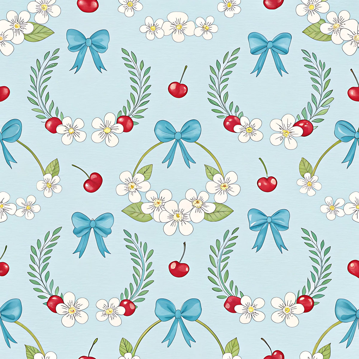 Ribbon Orchard Pattern 3 Fleece Fabric