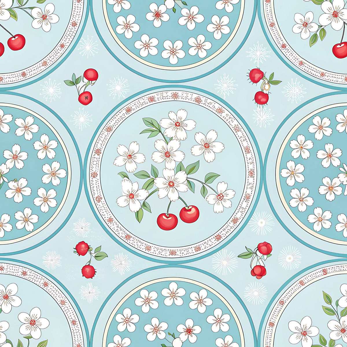 Ribbon Orchard Pattern 4 Fleece Fabric