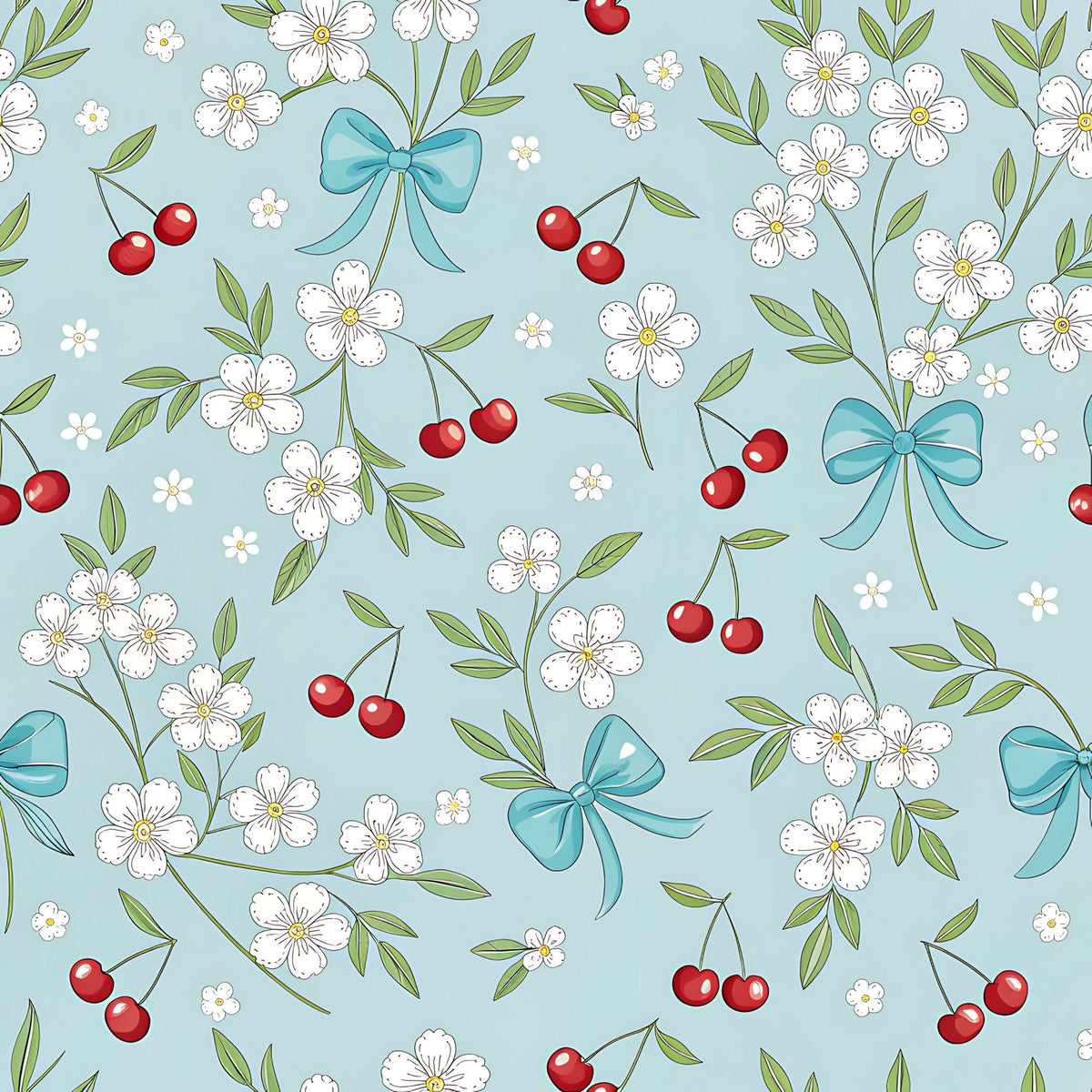 Ribbon Orchard Pattern 5 Fleece Fabric