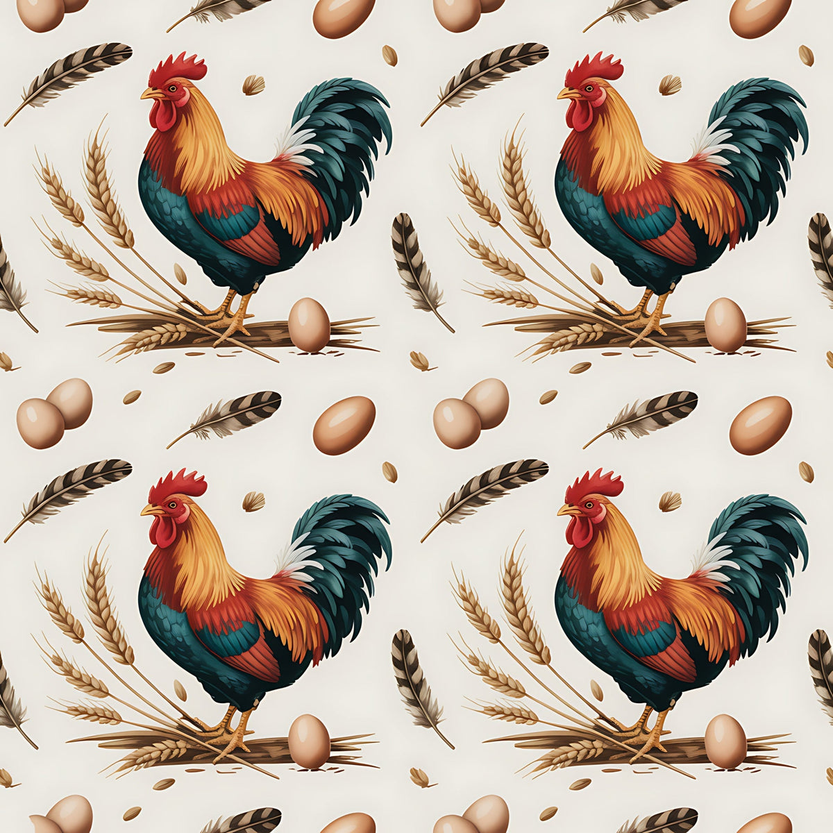Nesting Hens Pattern 1 Fleece Fabric