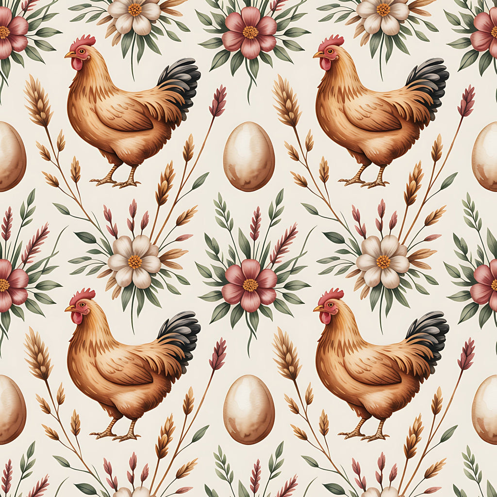 Nesting Hens Pattern 10 Fleece Fabric