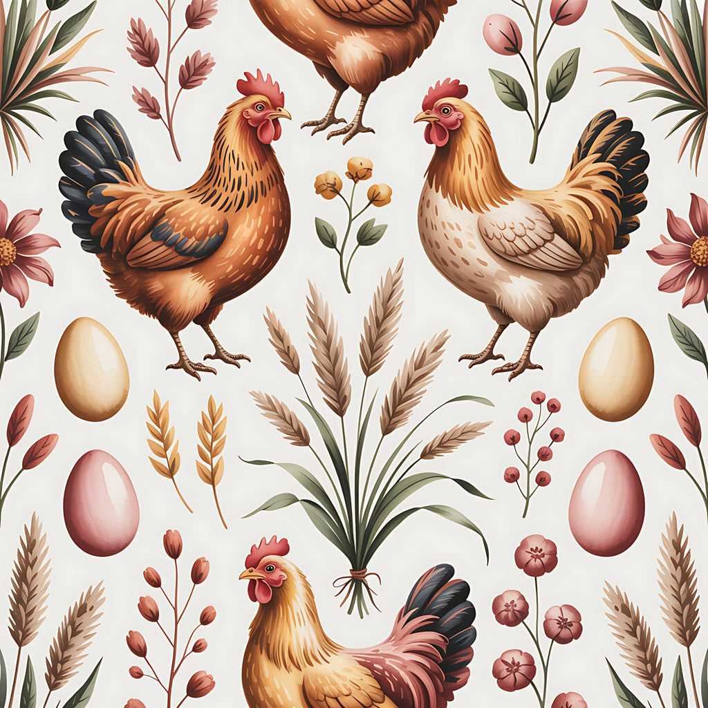 Nesting Hens Pattern 11 Fleece Fabric