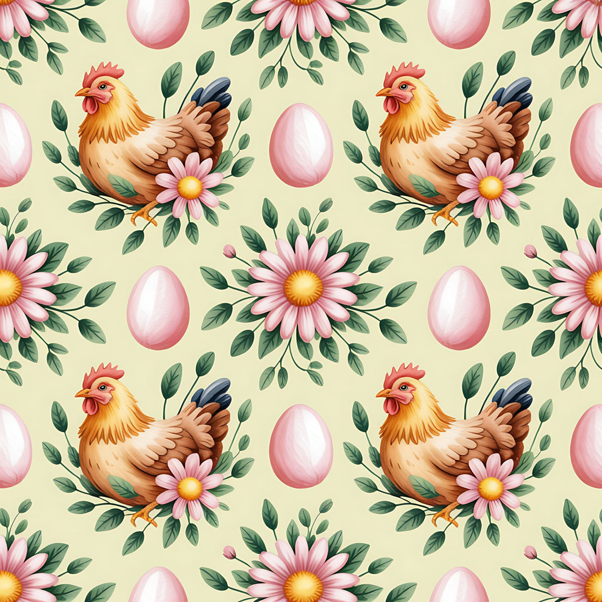 Nesting Hens Pattern 12 Fleece Fabric