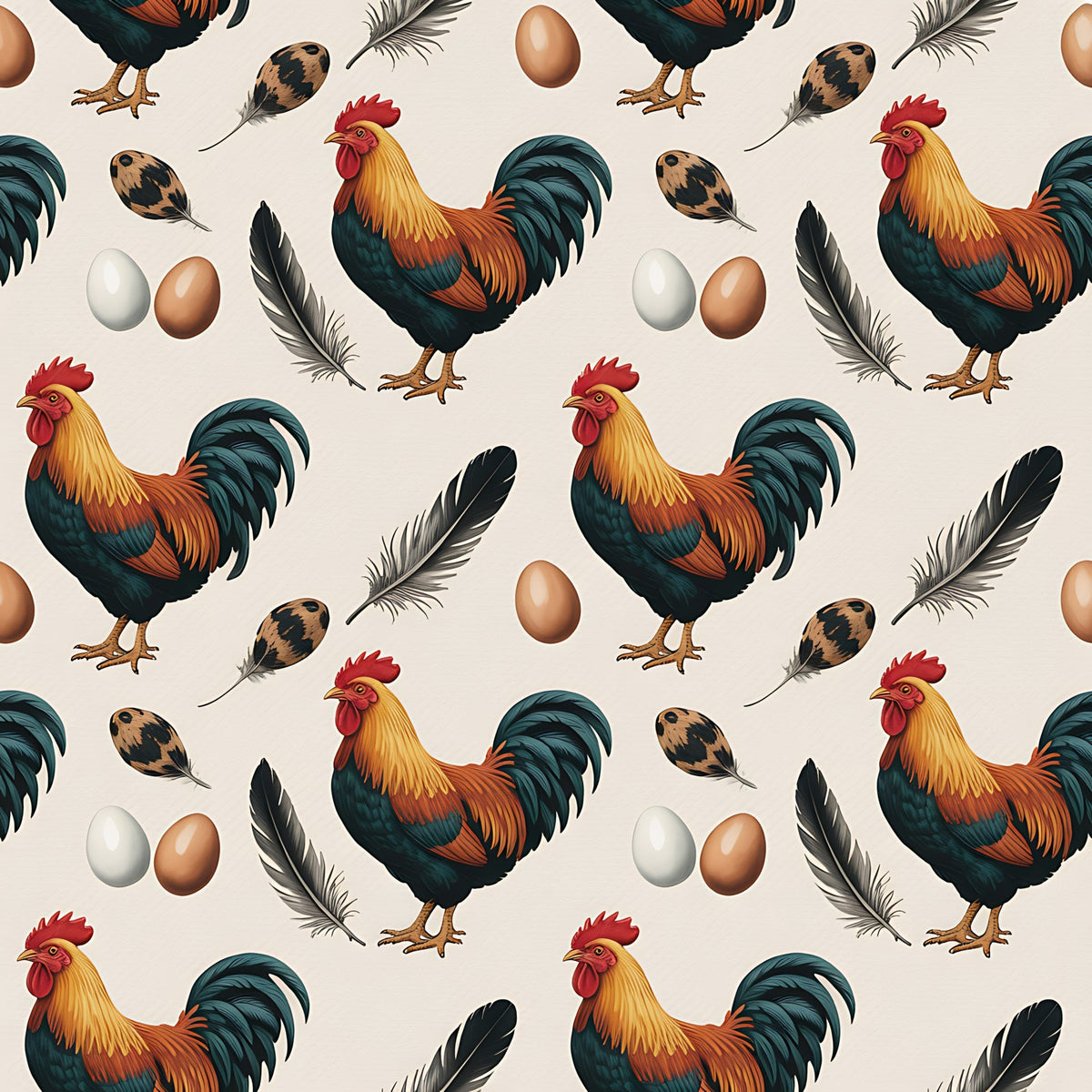 Nesting Hens Pattern 15 Fleece Fabric
