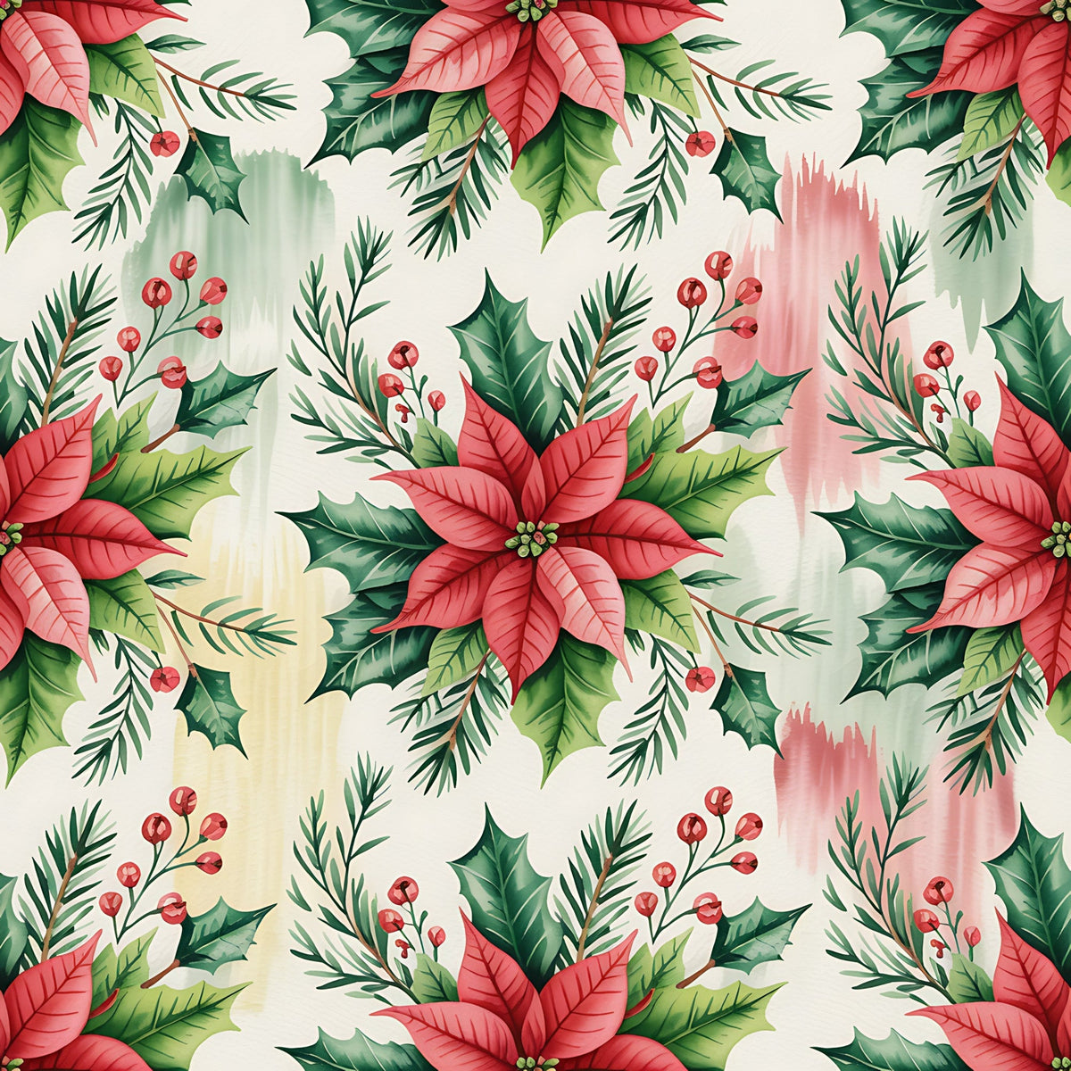 Poinsettia Pines Pattern 4 Fleece Fabric