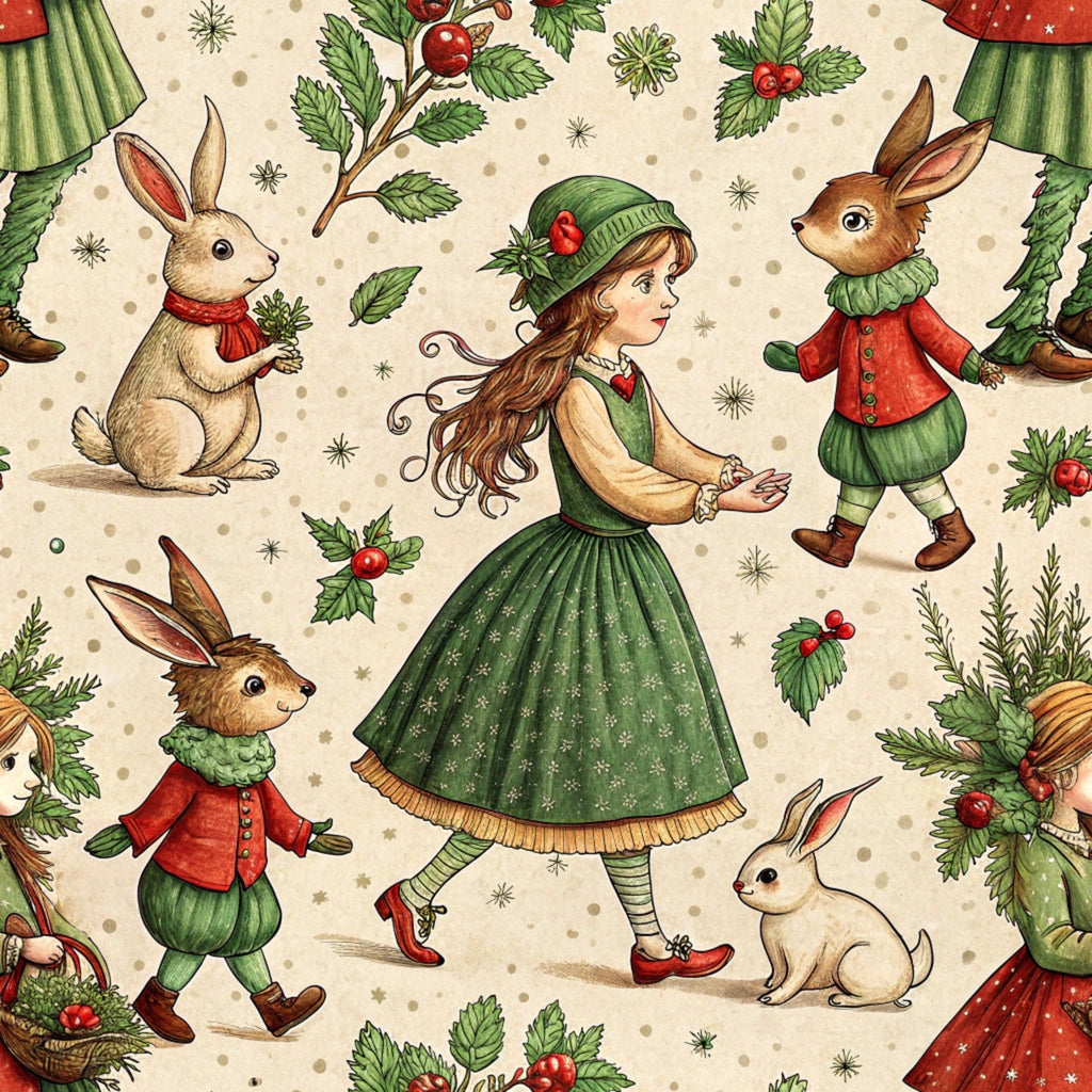 Yuletide Hare Pattern 30 Fleece Fabric