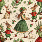 Yuletide Hare Pattern 30 Fleece Fabric