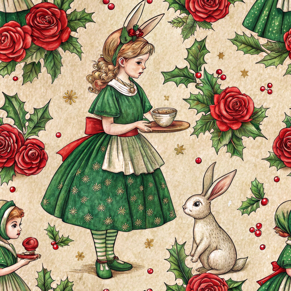 Yuletide Hare Pattern 33 Fleece Fabric