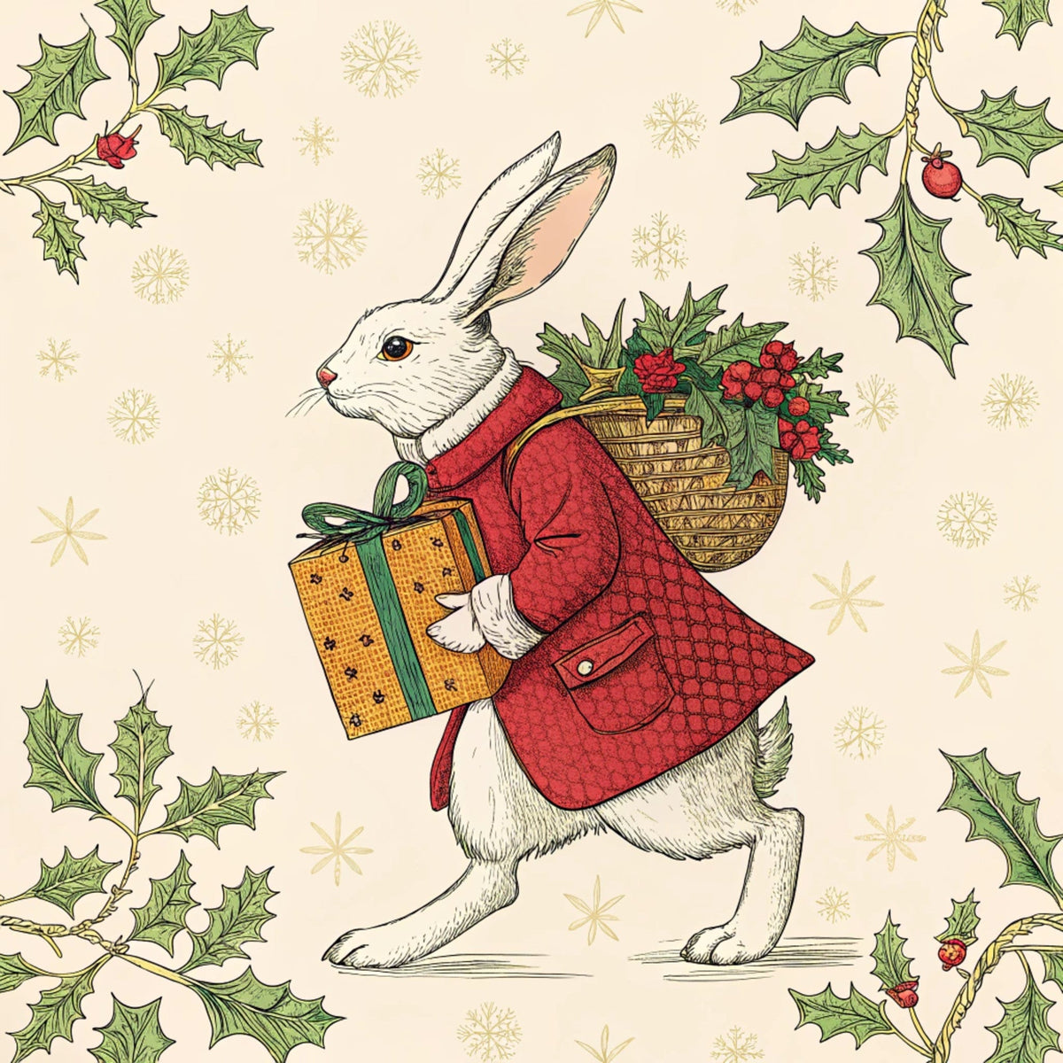 Yuletide Hare Pattern 41 Fleece Fabric