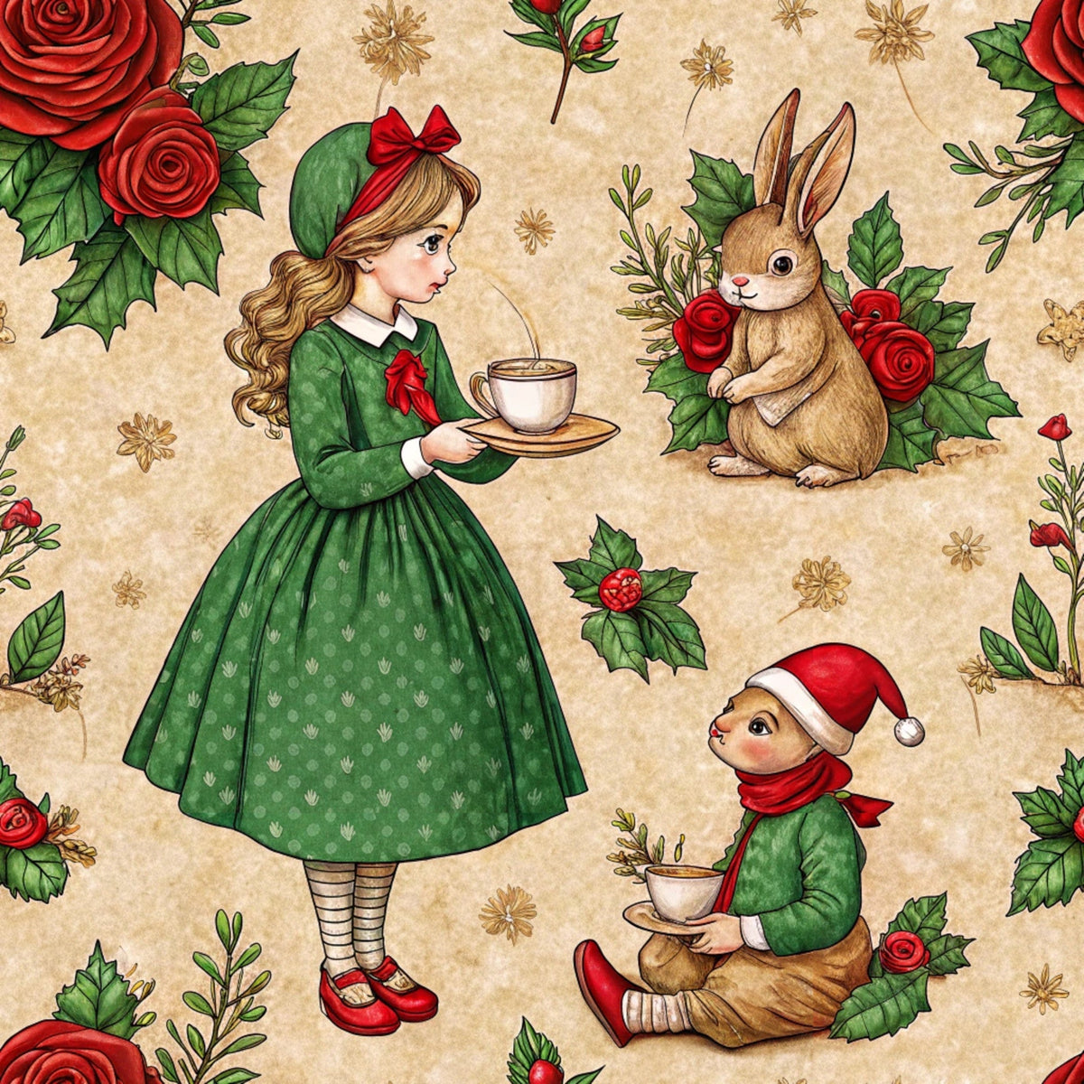 Yuletide Hare Pattern 42 Fleece Fabric
