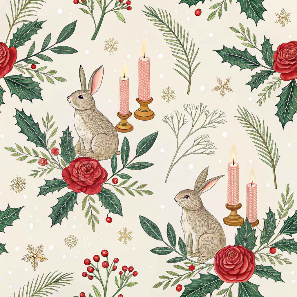 Yuletide Hare Pattern 44 Fleece Fabric