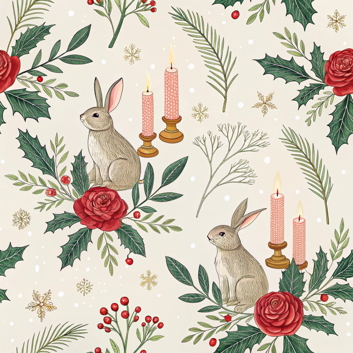 Yuletide Hare Pattern 44 Fleece Fabric