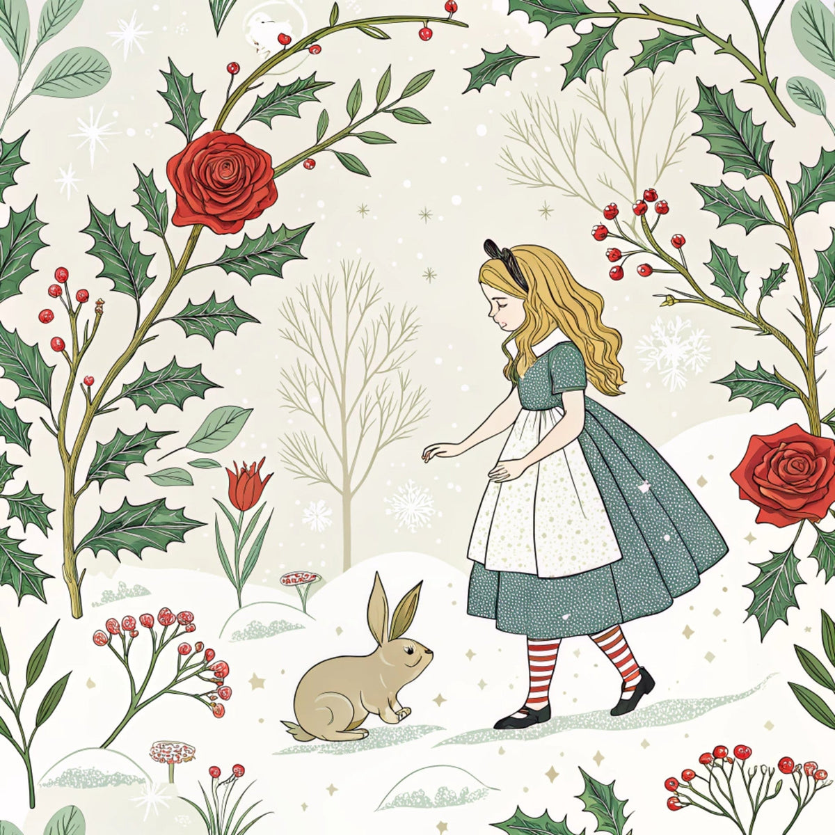 Yuletide Hare Pattern 46 Fleece Fabric