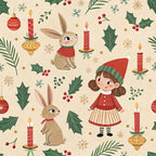Yuletide Hare Pattern 48 Fleece Fabric