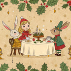Yuletide Hare Pattern 49 Fleece Fabric