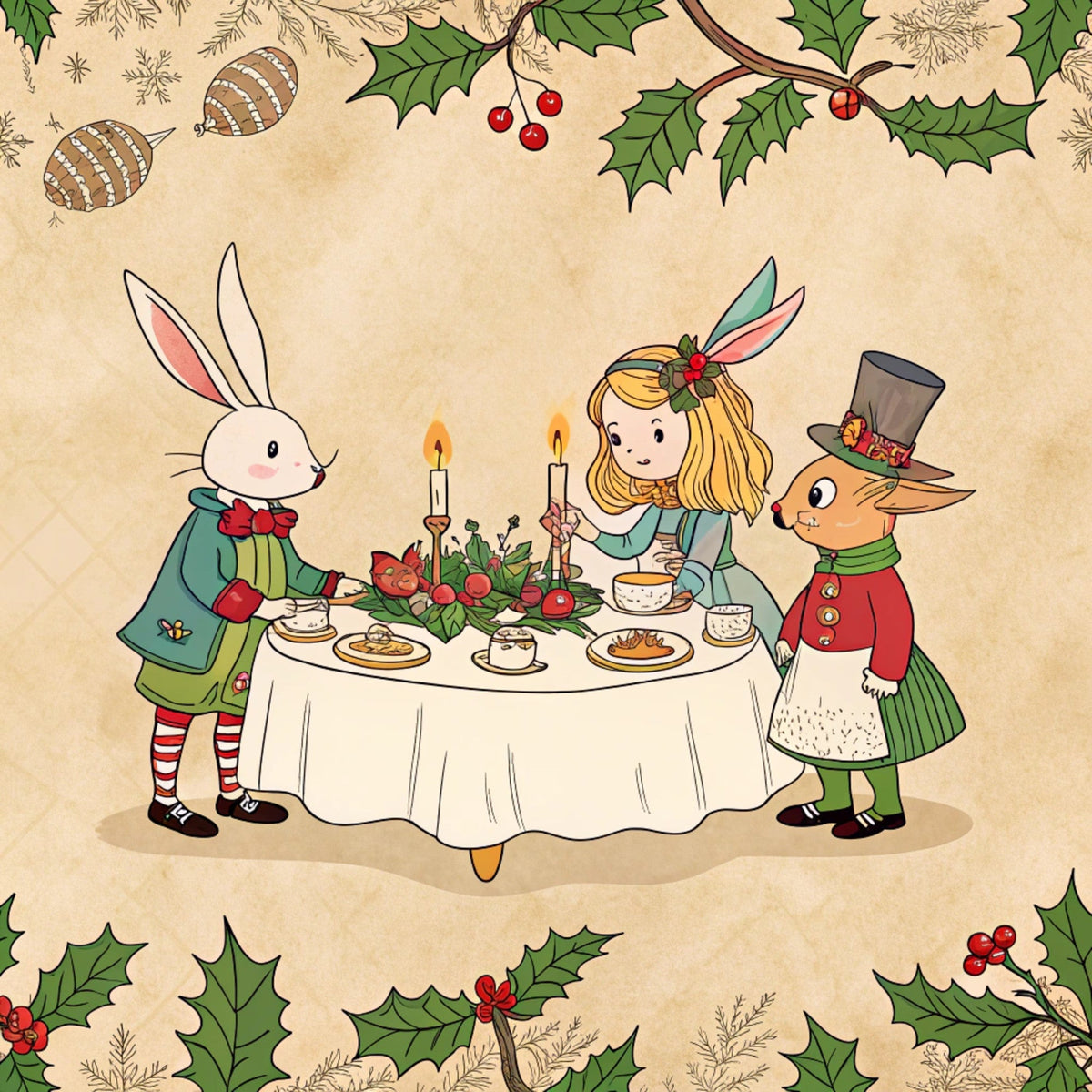 Yuletide Hare Pattern 53 Fleece Fabric