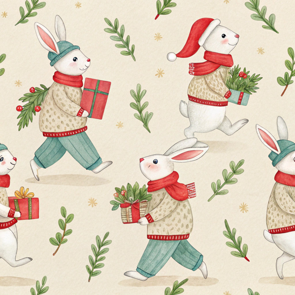 Yuletide Hare Pattern 55 Fleece Fabric