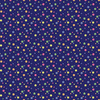 navy blue background, multicolored dots, confetti pattern, scattered circles, yellow dots, pink dots, green dots, orange dots, purple dots,, fabric panel, polka dots, geometric design, cheerful pattern, bright colors, random placement, circular motifs, colorful spots, festive design, playful pattern