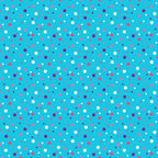 turquoise background, confetti dots, polka dots, scattered circles, white dots, pink dots, purple dots, magenta dots, geometric pattern, random placement, playful design, cheerful mood,, fabric panel, bright colors, festive pattern, multicolored dots, vibrant turquoise, celebration theme, joyful aesthetic
