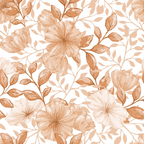 peach flowers, coral blooms, warm orange, soft pink, botanical pattern, floral motifs, large blossoms, leafy vines, watercolor style, seamless repeat,, fabric panel, spring florals, delicate petals, romantic mood, flowing branches, country garden, pastel tones, nature inspired, cotton fabric