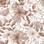 beige, taupe, brown, sepia tones, floral pattern, large flowers, botanical design, leaves, branches, monochromatic, vintage style, watercolor effect, seamless repeat,, fabric panel, nature motif, romantic florals, soft petals, flowing vines, country flowers
