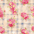 Faded Gingham Blooms Pattern 14 Fleece Fabric