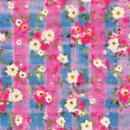 Faded Gingham Blooms Pattern 3 Fleece Fabric