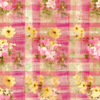 Faded Gingham Blooms Pattern 7 Fleece Fabric