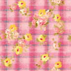 Faded Gingham Blooms Pattern 8 Fleece Fabric