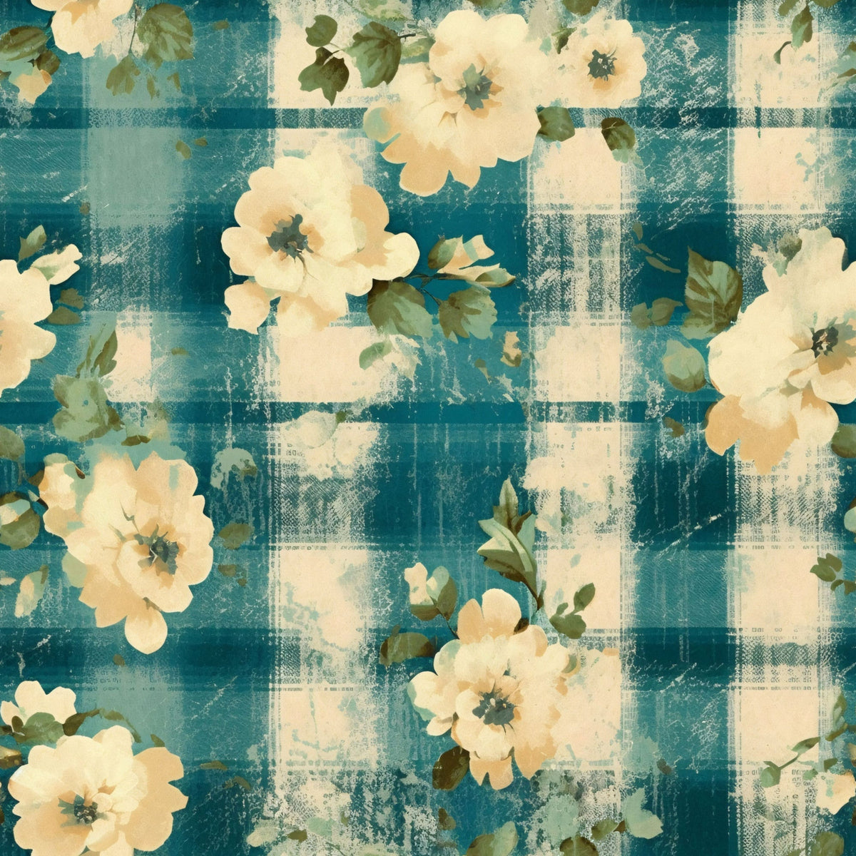 Faded Farmhouse Blooms Pattern 1 Fleece Fabric