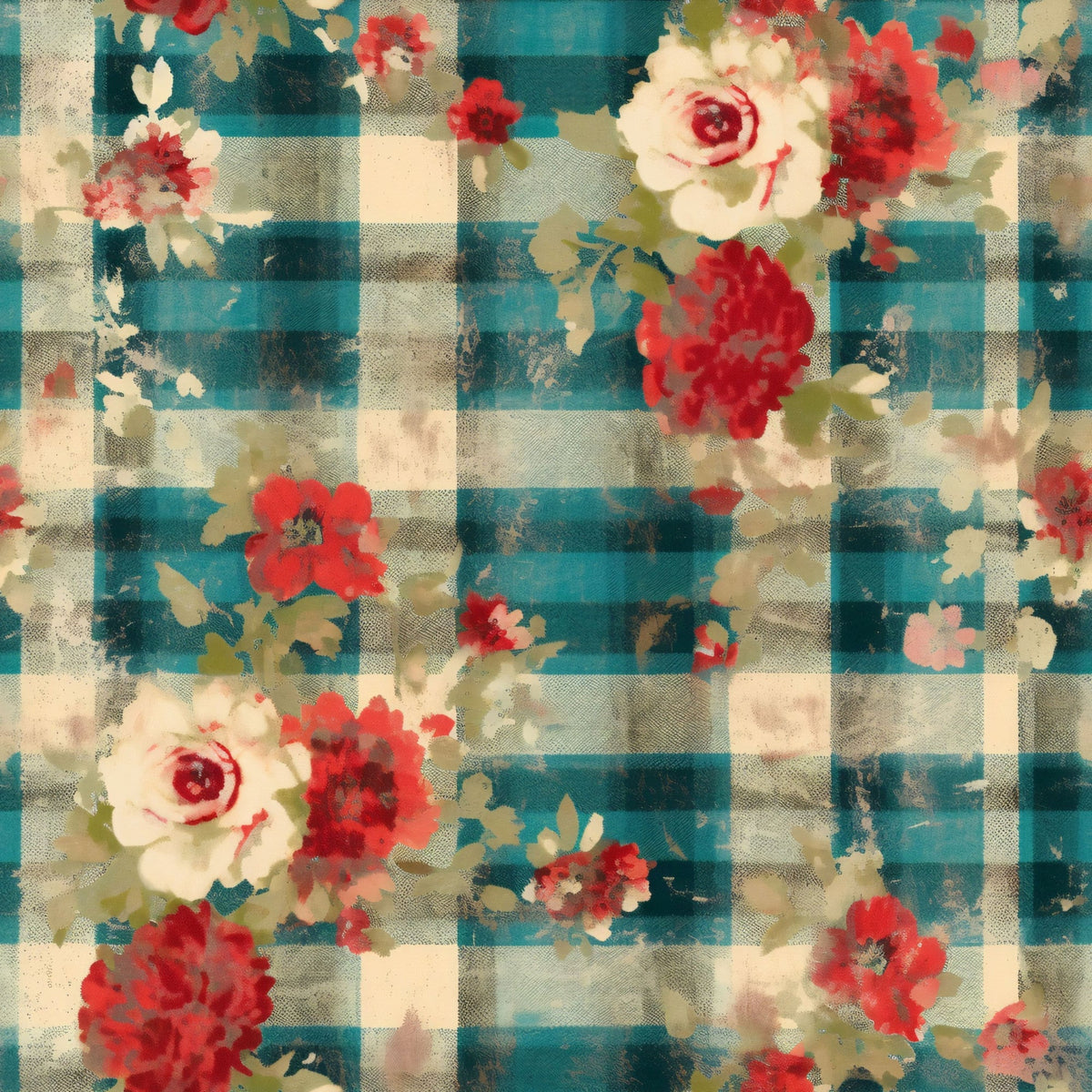Faded Farmhouse Blooms Pattern 10 Fleece Fabric
