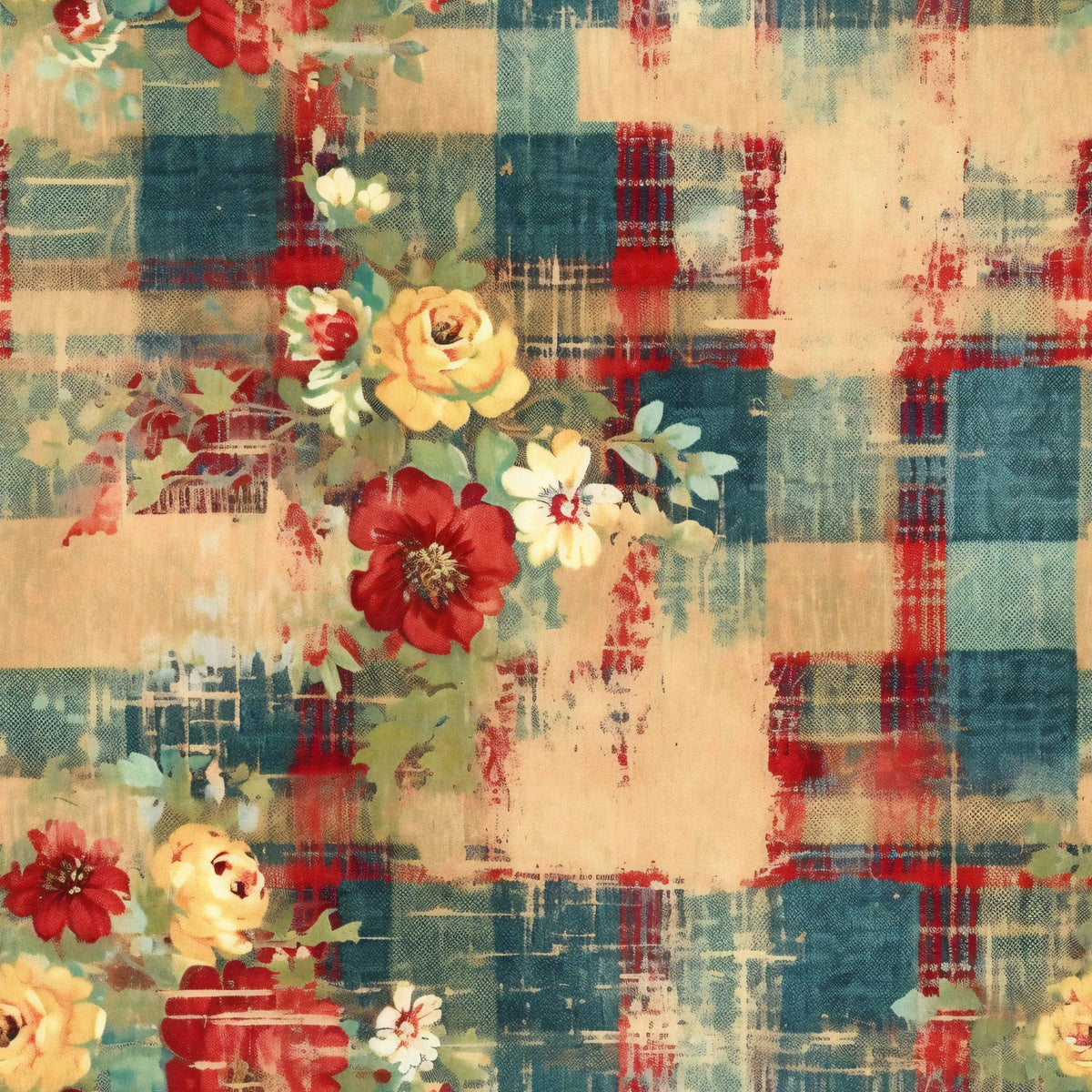Faded Farmhouse Blooms Pattern 11 Fleece Fabric