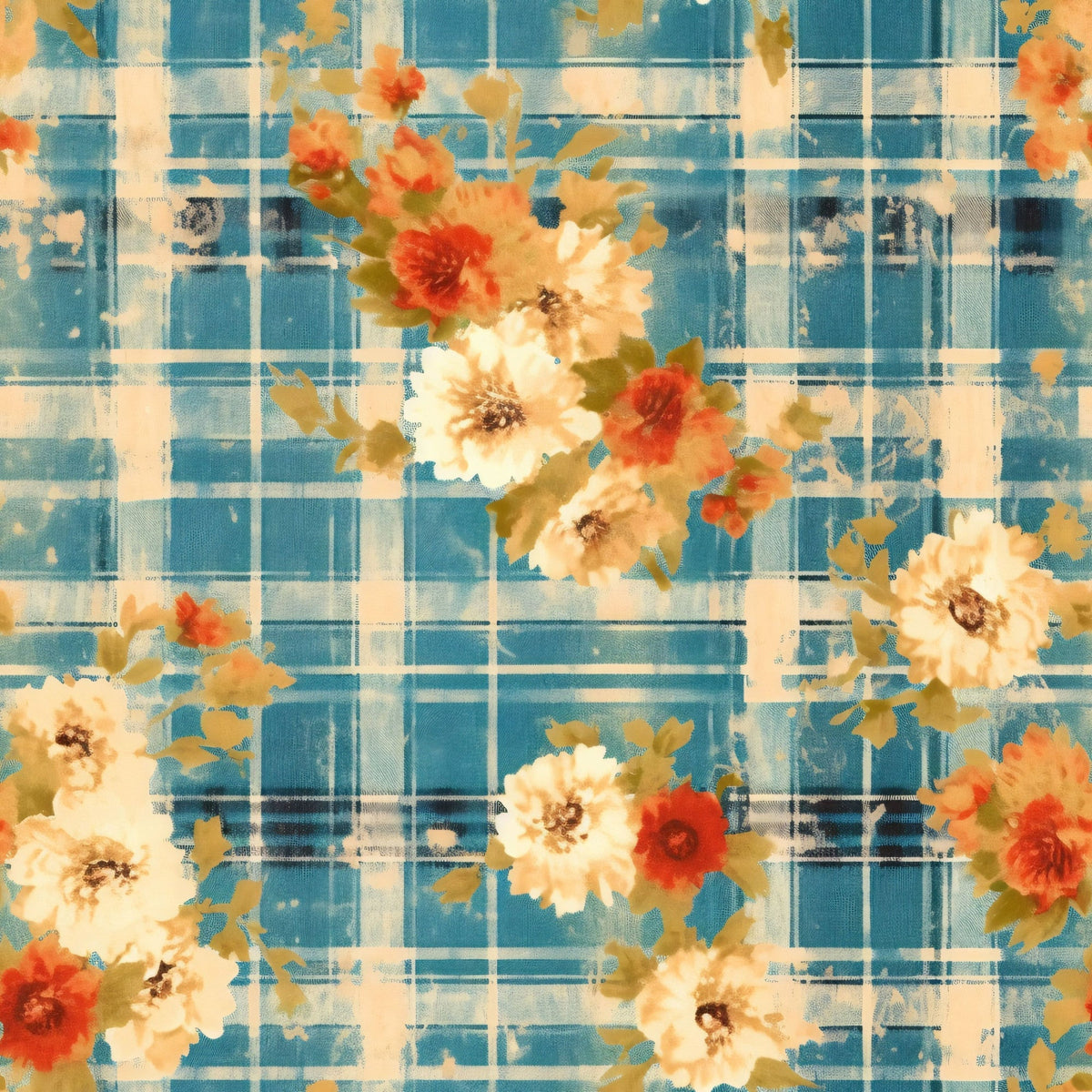 Faded Farmhouse Blooms Pattern 16 Fleece Fabric