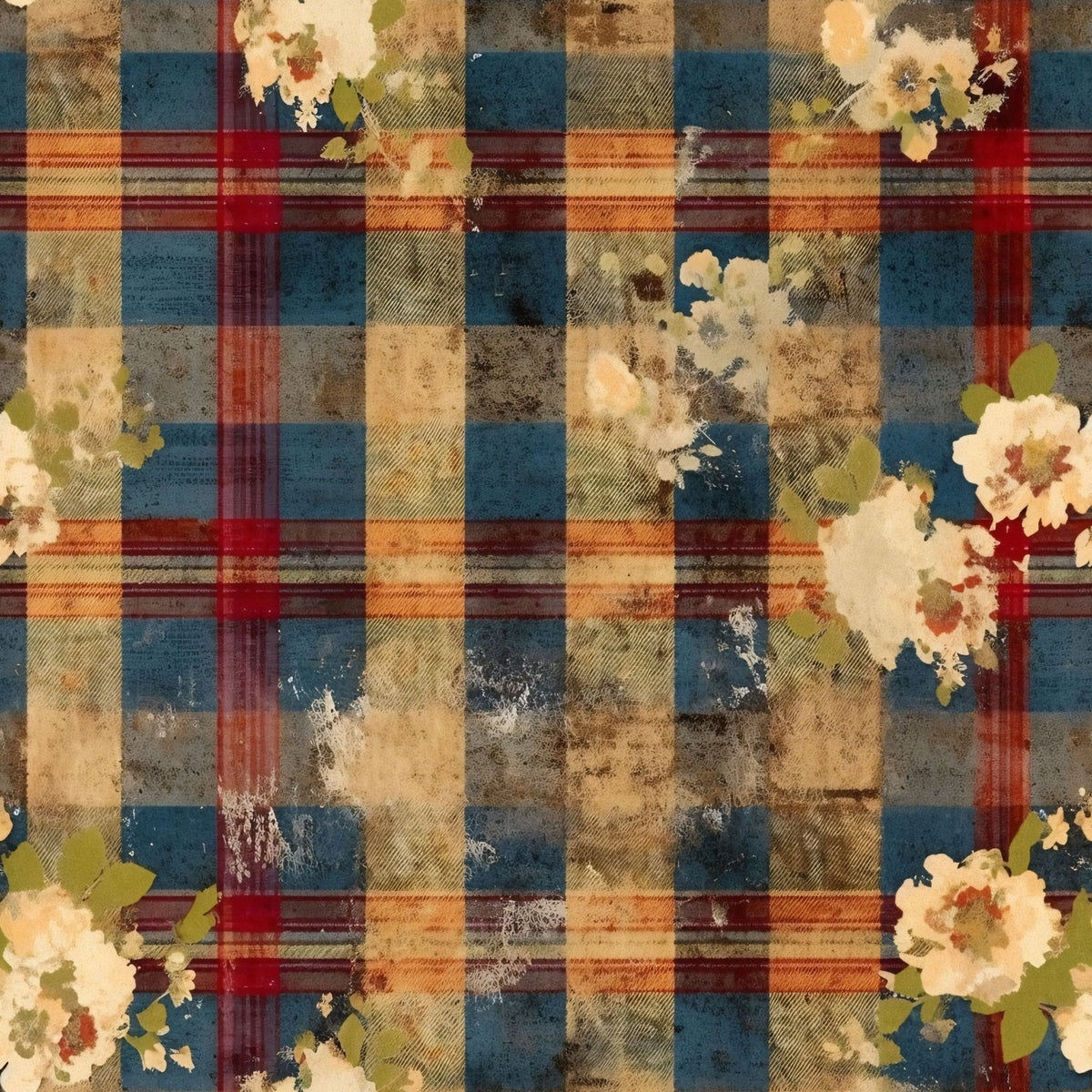 Faded Farmhouse Blooms Pattern 17 Fleece Fabric