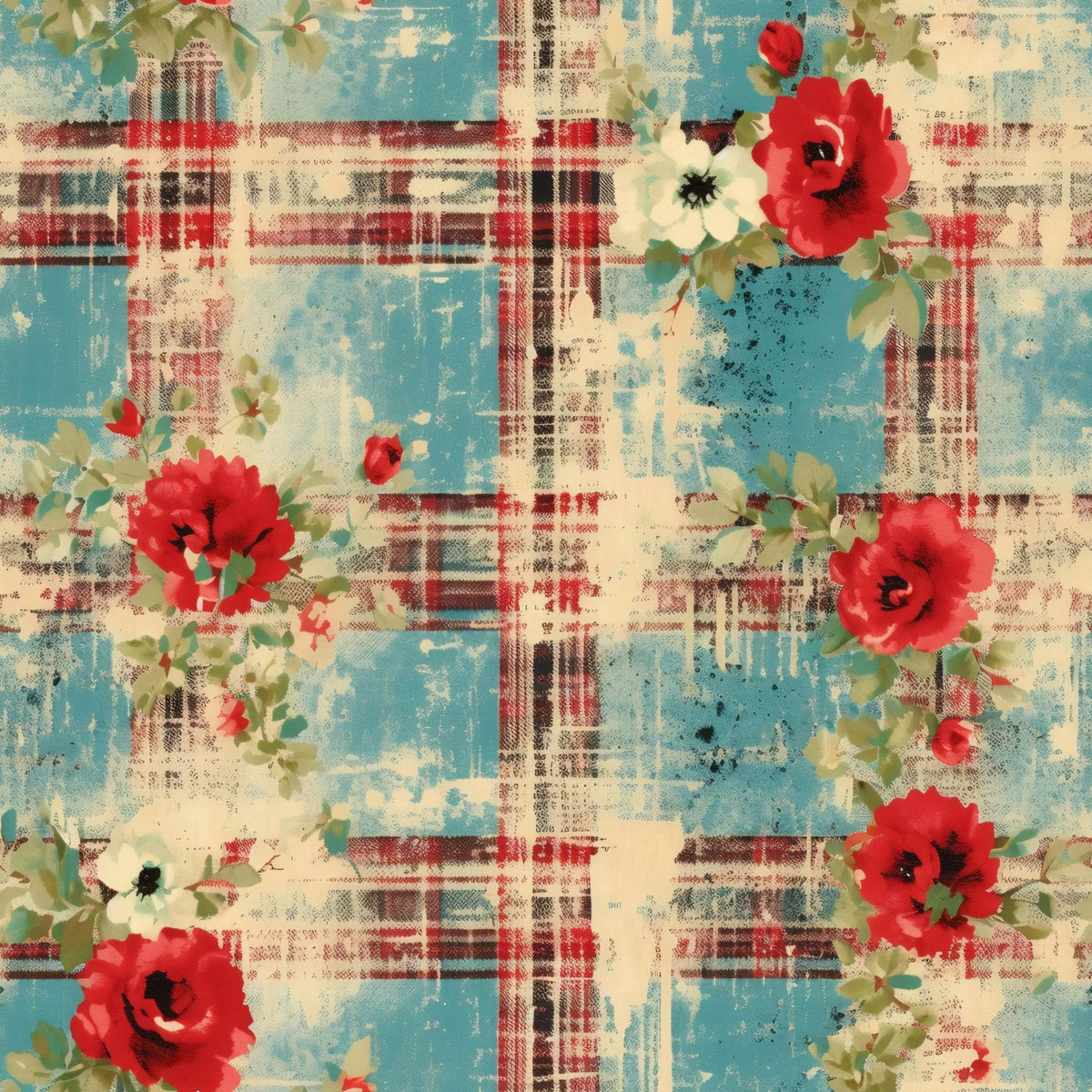 Faded Farmhouse Blooms Pattern 2 Fleece Fabric