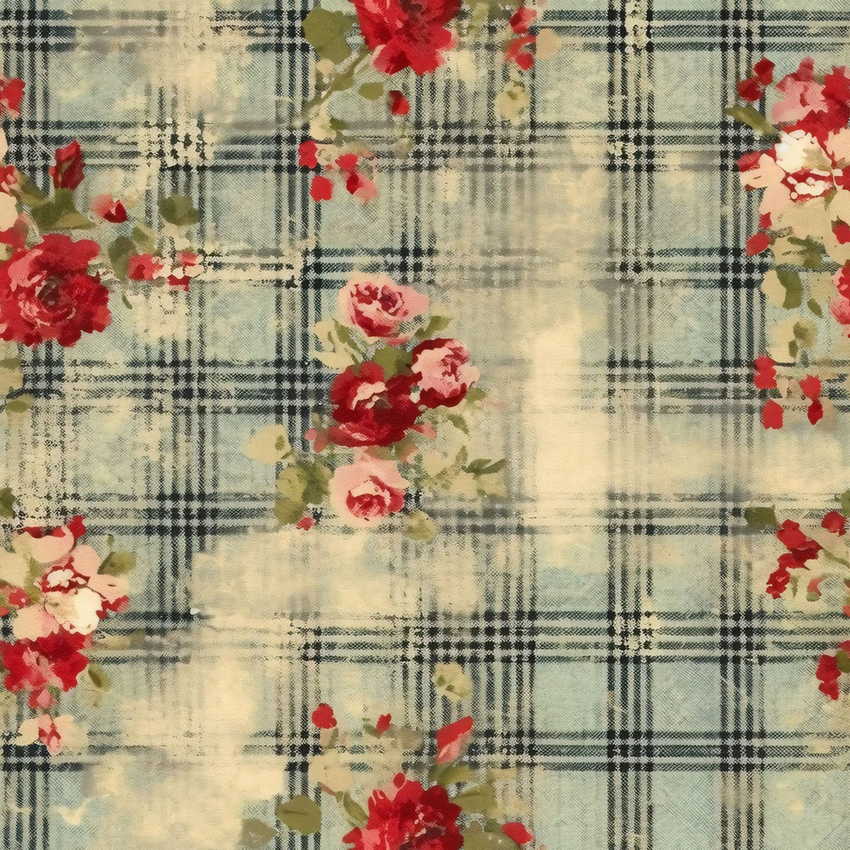 Faded Farmhouse Blooms Pattern 5 Fleece Fabric