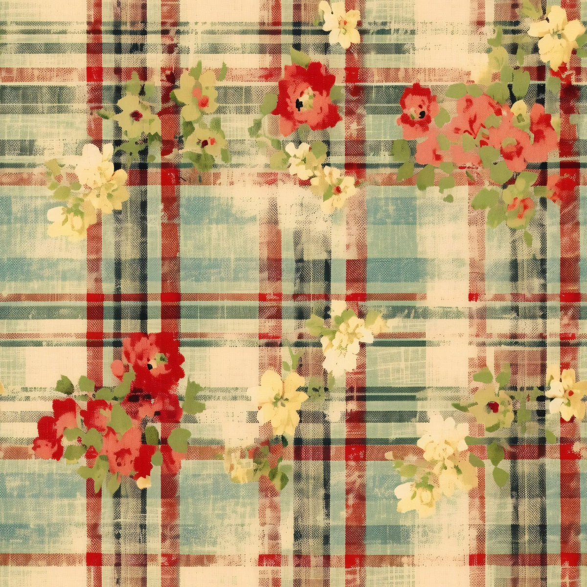 Faded Farmhouse Blooms Pattern 6 Fleece Fabric