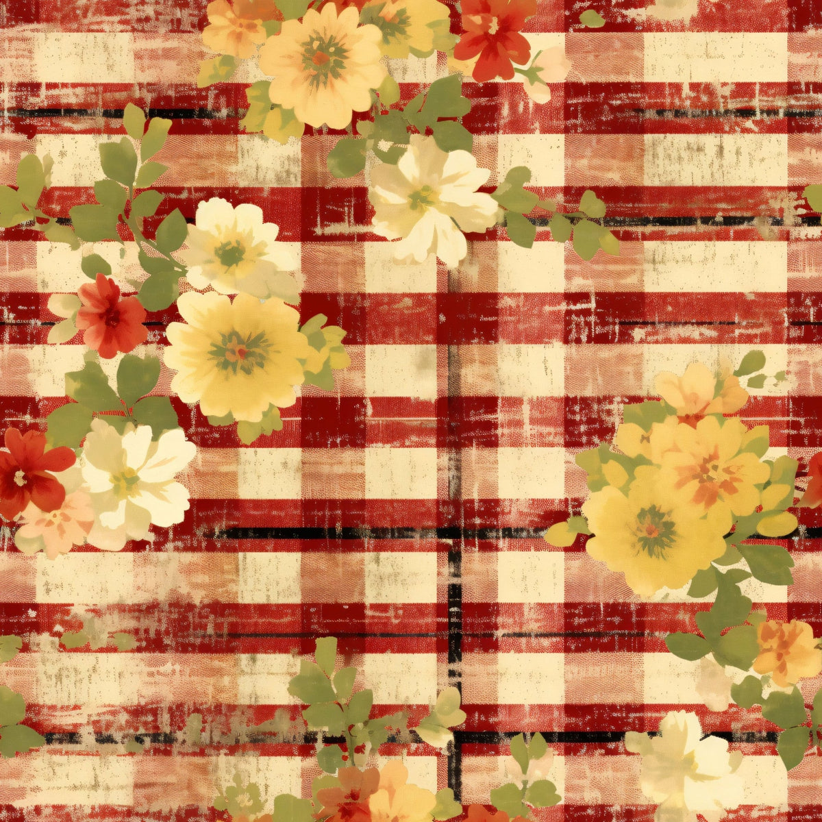 Faded Farmhouse Blooms Pattern 7 Fleece Fabric