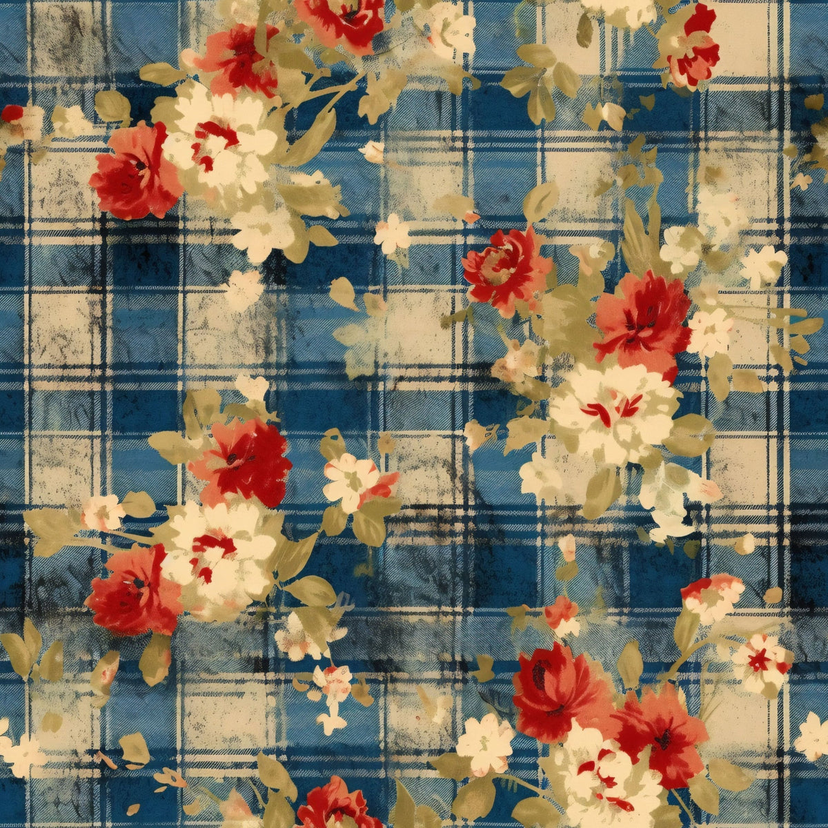 Faded Farmhouse Blooms Pattern 8 Fleece Fabric