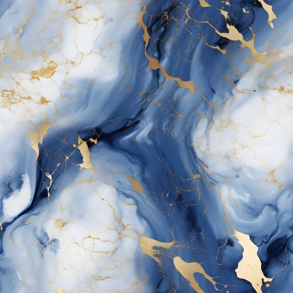 navy blue, white, gold, marble pattern, cracked texture, veining, abstract design, fluid swirls, luxurious, elegant,, fabric panel, geological, stone texture, metallic accents, flowing lines, organic patterns, sophisticated, modern art style, mineral inspired