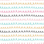 curvy lines, squiggly doodles, pink loops, turquoise swirls, yellow curves, black scribbles, abstract pattern, hand drawn, whimsical design, continuous loops, wavy borders, colorful stripes, playful motifs,, fabric panel, modern geometric, casual style, craft supplies