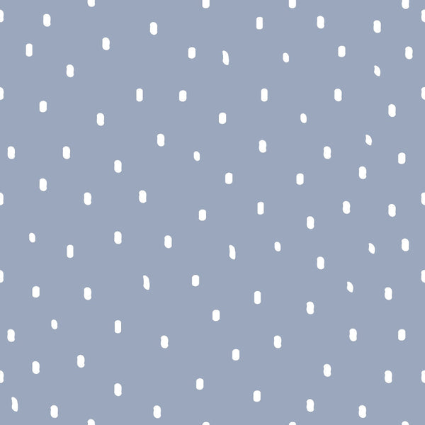 periwinkle blue, white dots, polka dot pattern, scattered dots, oval shapes, soft blue, pale blue, dusty blue,, fabric panel, geometric pattern, dotted design, nursery fabric, baby fabric, soft pattern, gentle design, cotton fabric, crafting material, sewing fabric