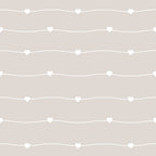beige, taupe, cream, white hearts, wavy lines, geometric pattern, minimalist design, soft pastel, neutral tones,, fabric panel, delicate motif, romantic theme, subtle texture, crafting material, sewing fabric, gentle curves, heart shapes, muted palette