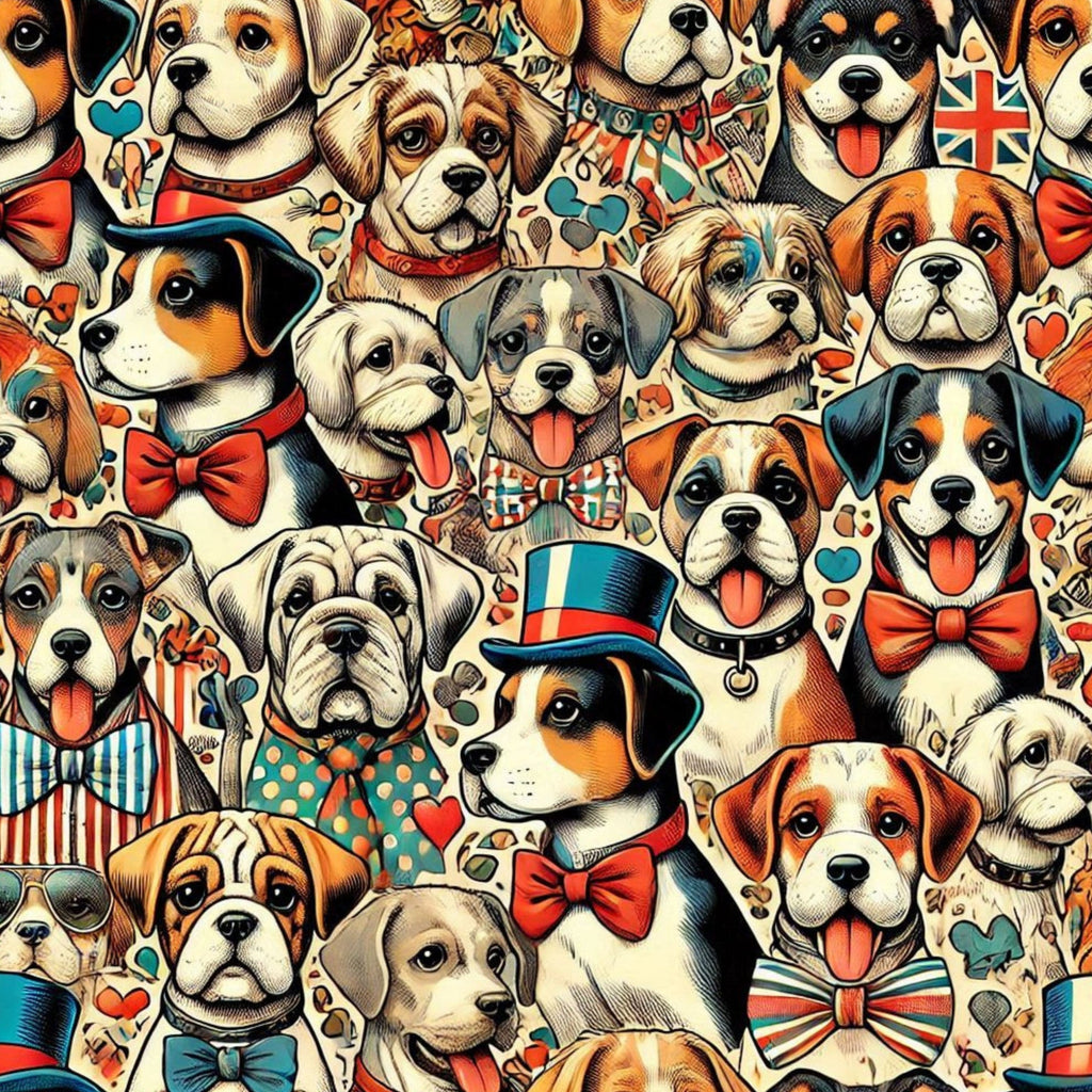 Cubist Canines Pattern 17 Fleece Fabric