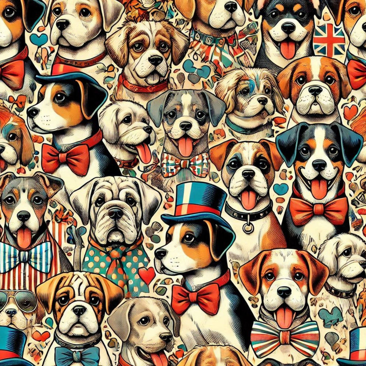 Cubist Canines Pattern 17 Fleece Fabric
