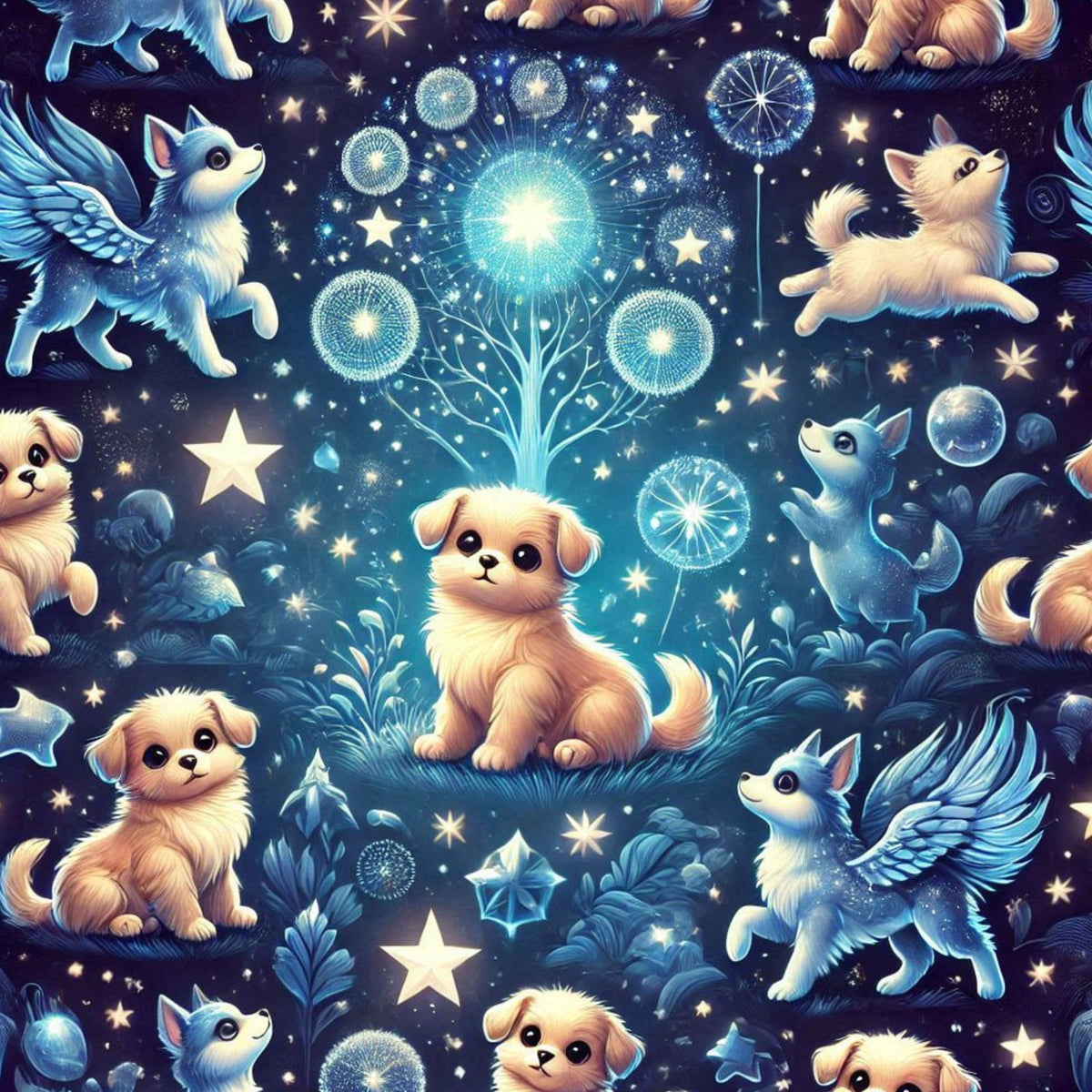 Cubist Canines Pattern 21 Fleece Fabric