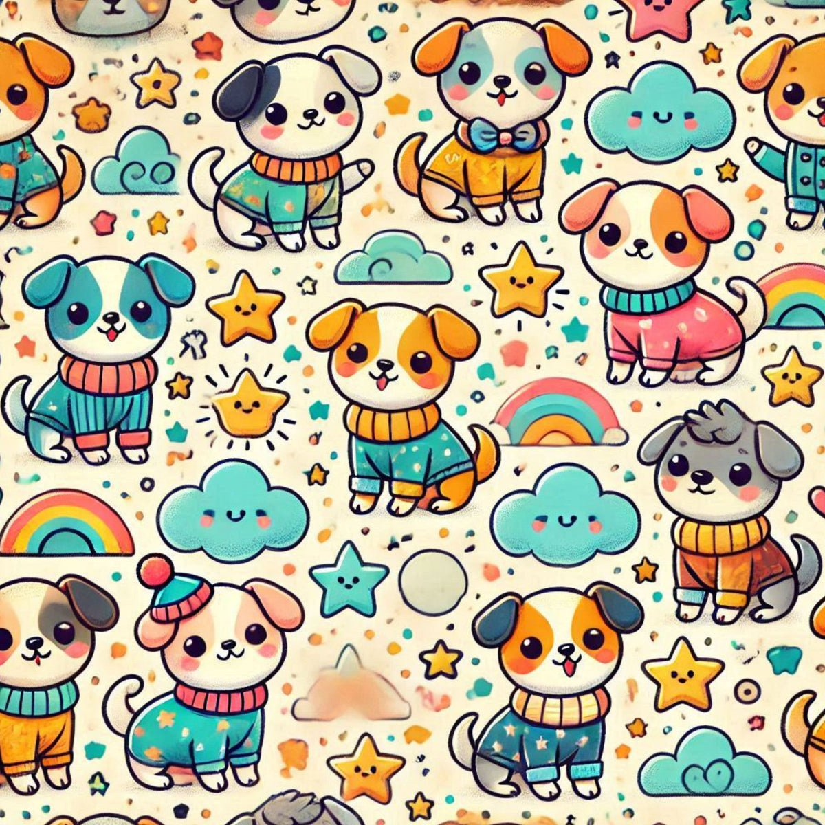 Cubist Canines Pattern 22 Fleece Fabric