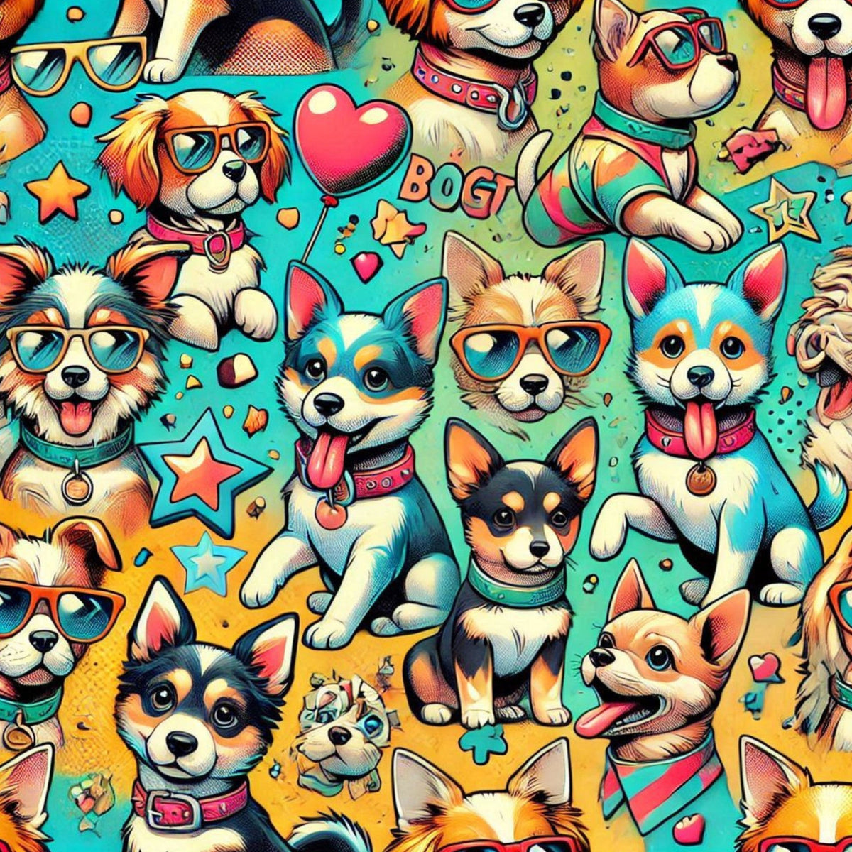 Cubist Canines Pattern 23 Fleece Fabric
