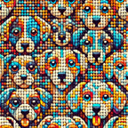 Cubist Canines Pattern 34 Fleece Fabric