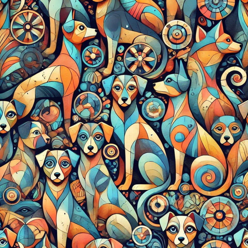 Cubist Canines Pattern 37 Fleece Fabric